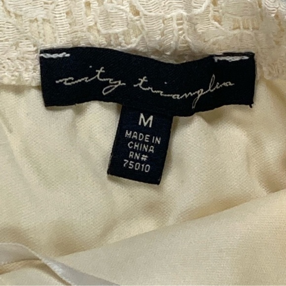 City Triangles Strapless Dress Womens M Cream Embroidered Blue Paisley Boho Maxi - Picture 8 of 16